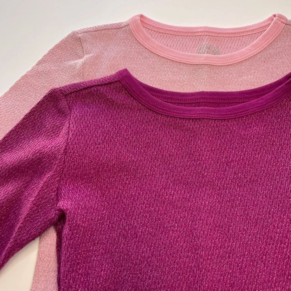 Gymboree Long Sleeve Sparkling Pink T-Shirt Bundle Girls Size Medium
